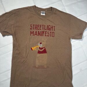 Streetlight Manifesto Shirt Size M Tan 2000s Punk Rock Ska American Bear Trumpet